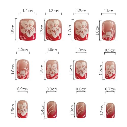 Short Press on Nails Square French Tip Fake Nails Full Cover Pink White A21