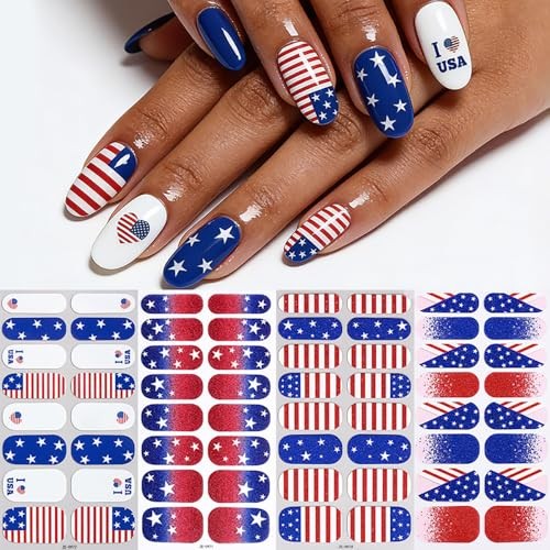 Independence Day Gel Nail Strips – 4 Sheets – 3D American Style 6