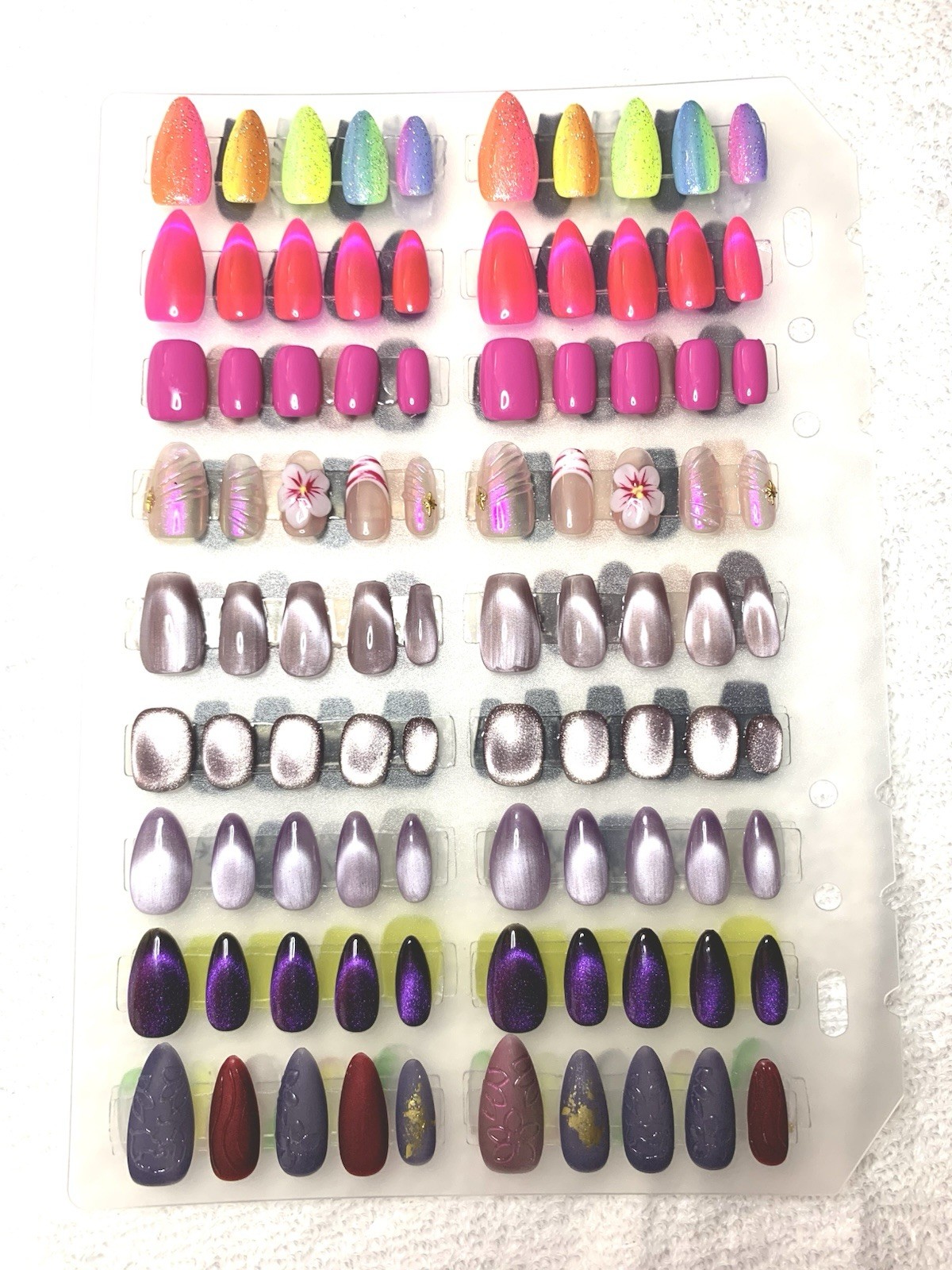 Press On Nails, 23 Pairs, XS, Cat Eye, Glitter, Hello Kitty, Book, Pages, Glue.