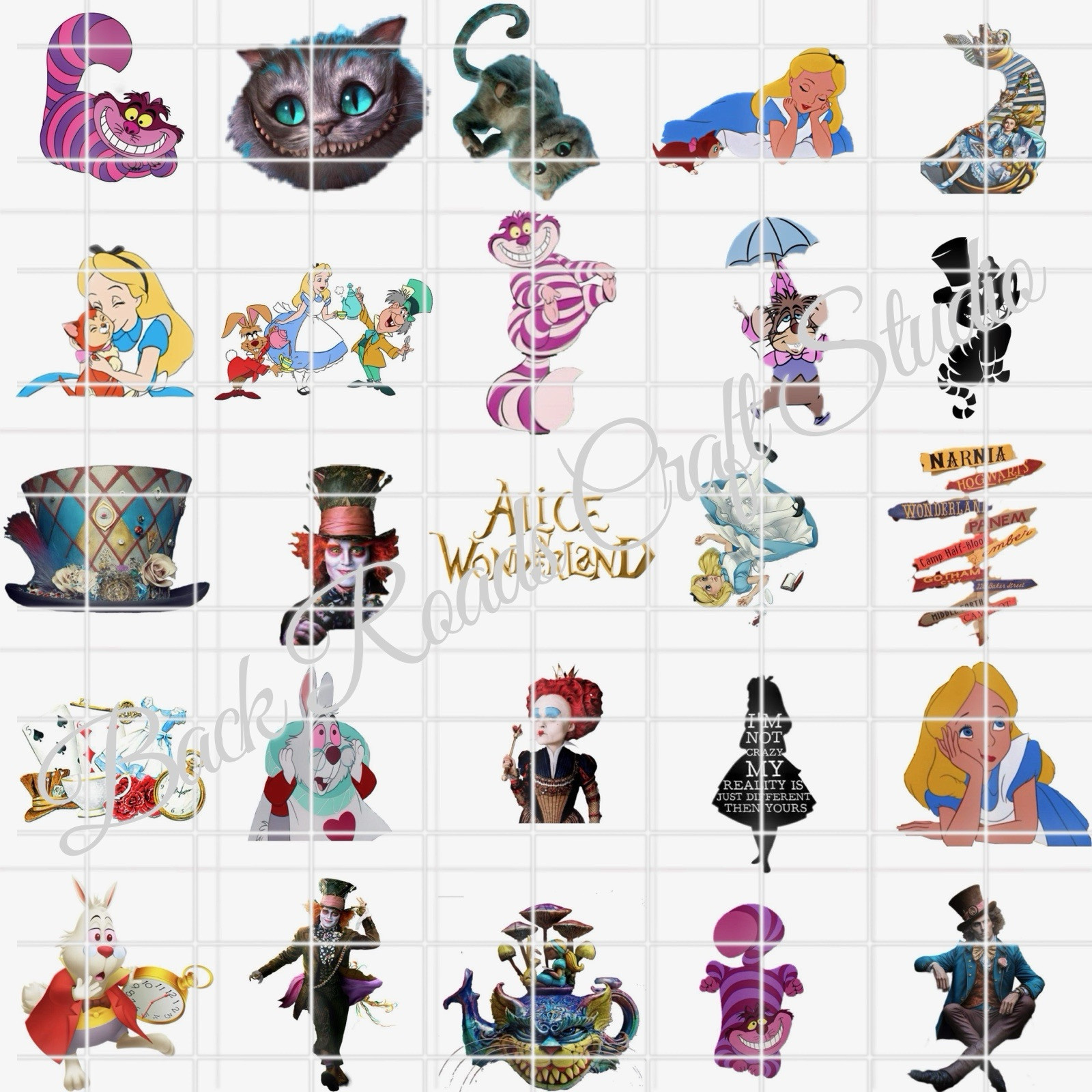 Alice In Wonderland Waterslide Decals Finger Nail, Instructions (set of 50) SS