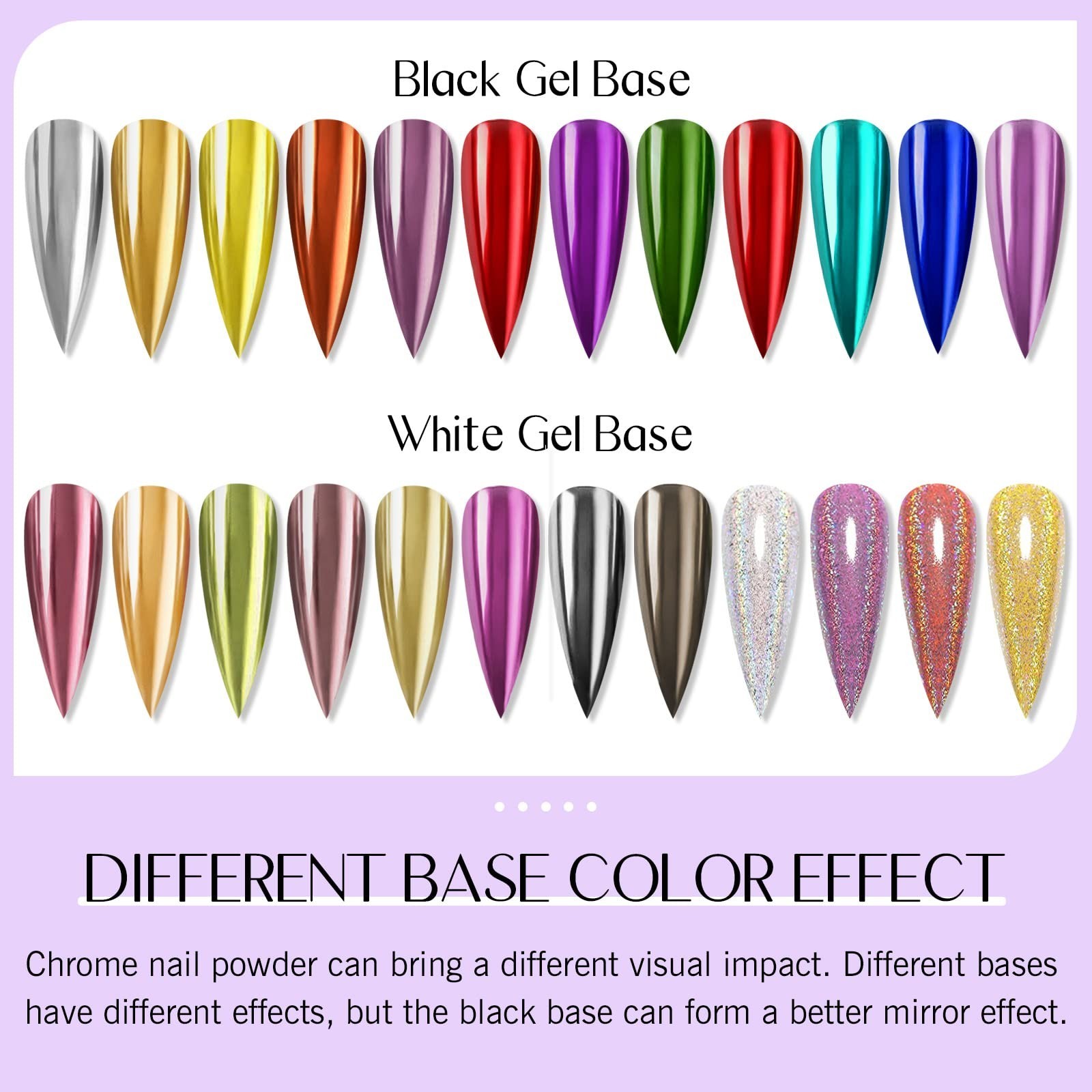 24 Colors Chrome Nail Powder Set – Metallic Mirror Effect Holographic Gel Nail A