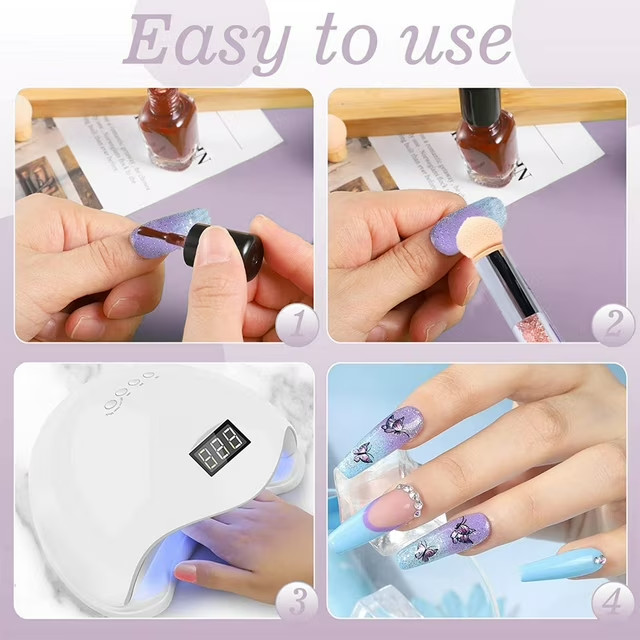Sponge Heads Nail Pen Dual Tipped Ombre DIY Gradient Gel Color Nail Art Brush