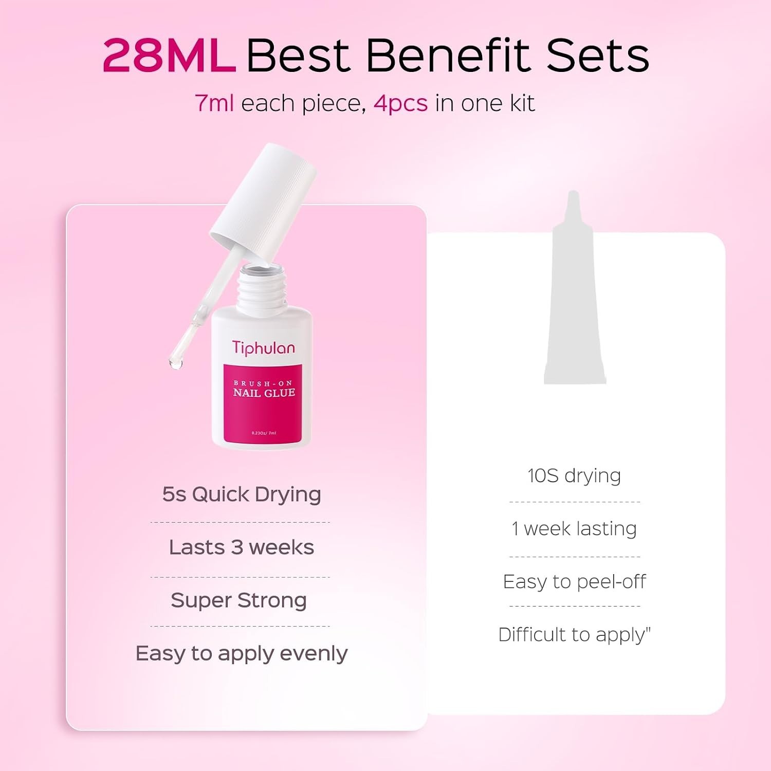 28ml Brush On Nail Glue for Press On, Acrylic Nails – Super Strong, Durable & Lo