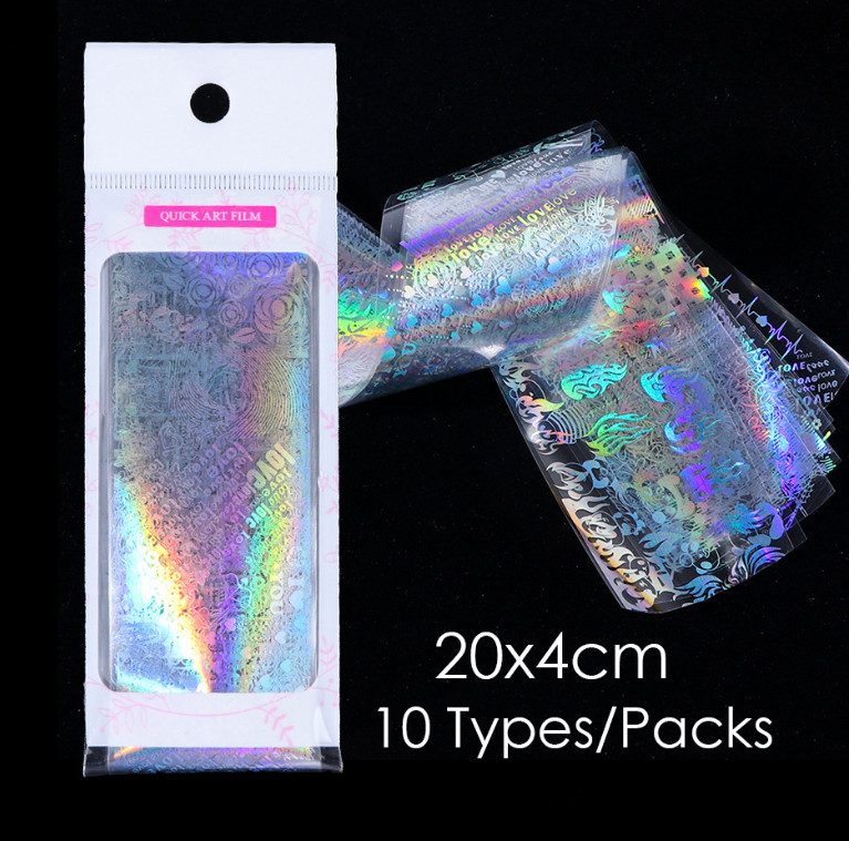10Pcs Panda Flower Letters Nail Art Transfer Foil Sticker Decal Manicure XKC71