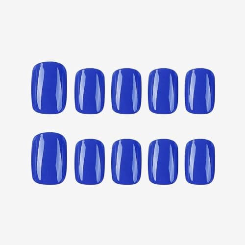 Square Fake Nails – Blue Press on Nails – 4th of July – Short Style-12