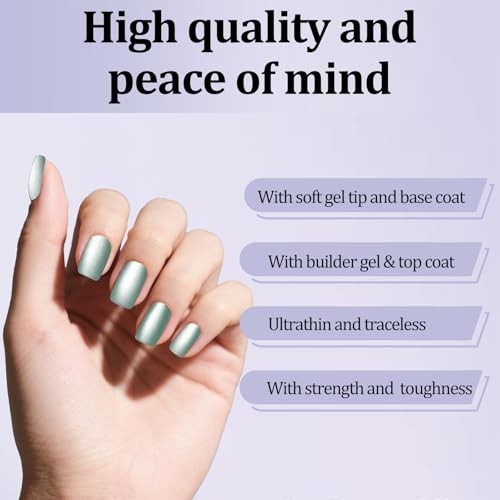 210pcs Glass Bead Matte Cat Eye Press on Nails for Women – 7 Matte Macaroon