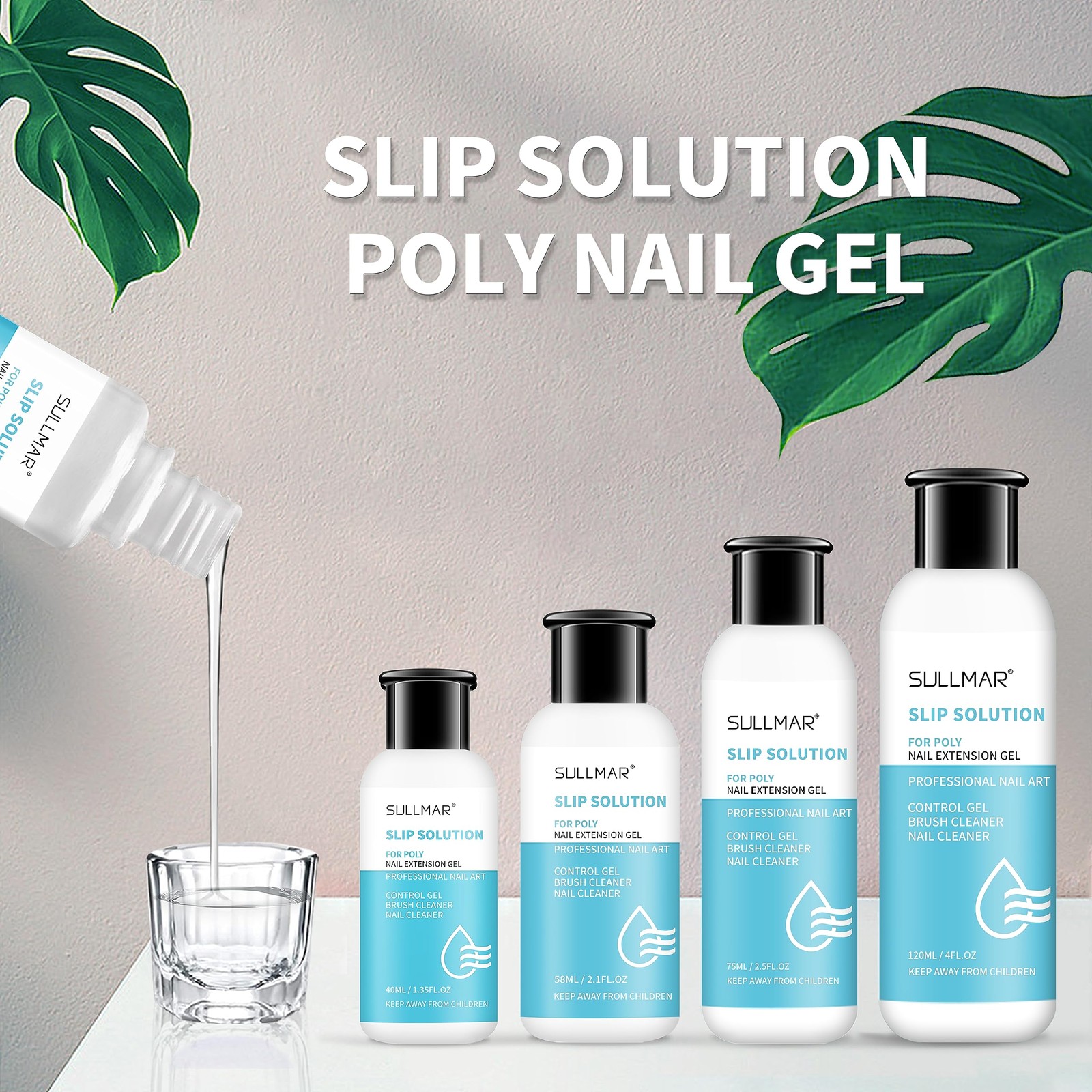 Nail Slip Solution 2.7 fl.oz for Poly Nail Gel Kit Professional Nail Extensio…