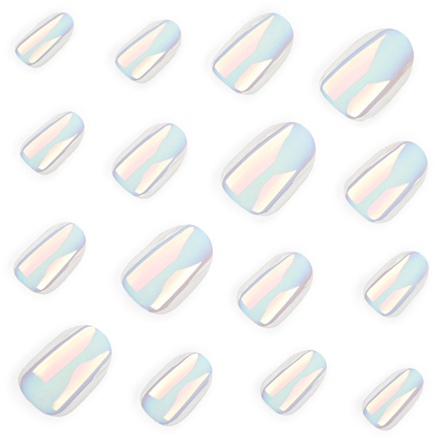 24pcs Coated solid white press-on nails, short round shape
