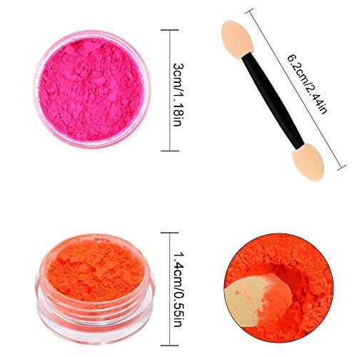 12 Pack Luminous Pigment Nail Powder Flourescent Glow In The Dark Makeup