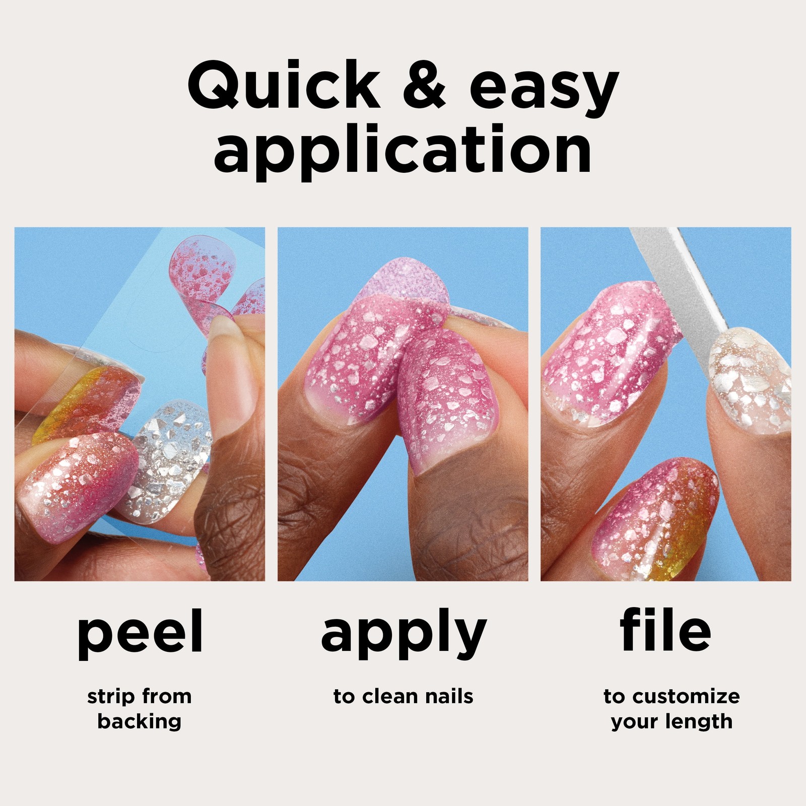 Sally Hansen Salon Effects Nail Strips | No UV Light Needed, A-List Ruby, 32pcs