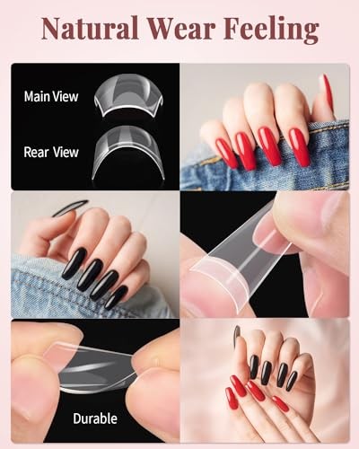 MORGLES 500Pcs Clear Acrylic Nail Tips, French Nail Art Kit w/ Clipper, Files
