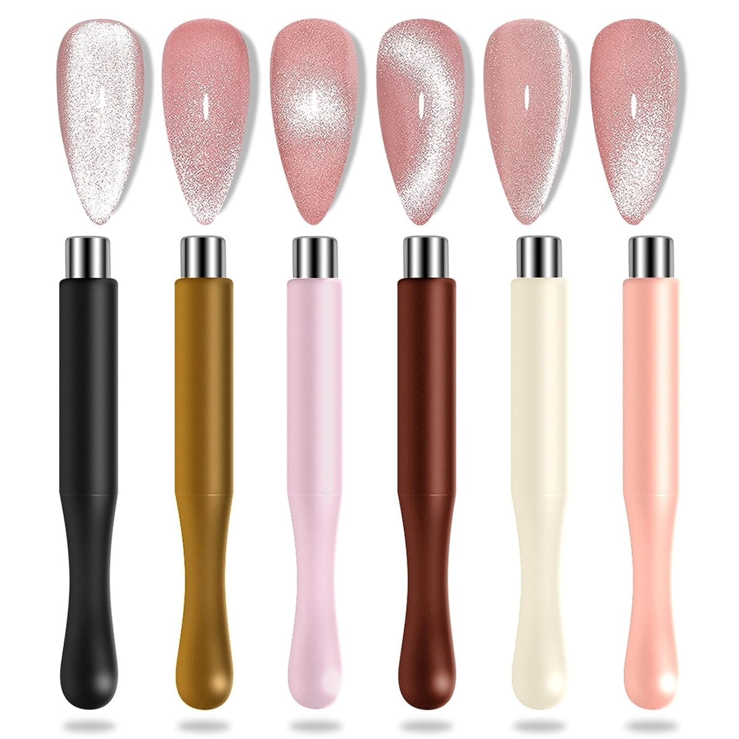 6Pcs Cat Eye Magnet for Nails Magic Cylindrical Nail Polish Magnet Stick Gel Pol