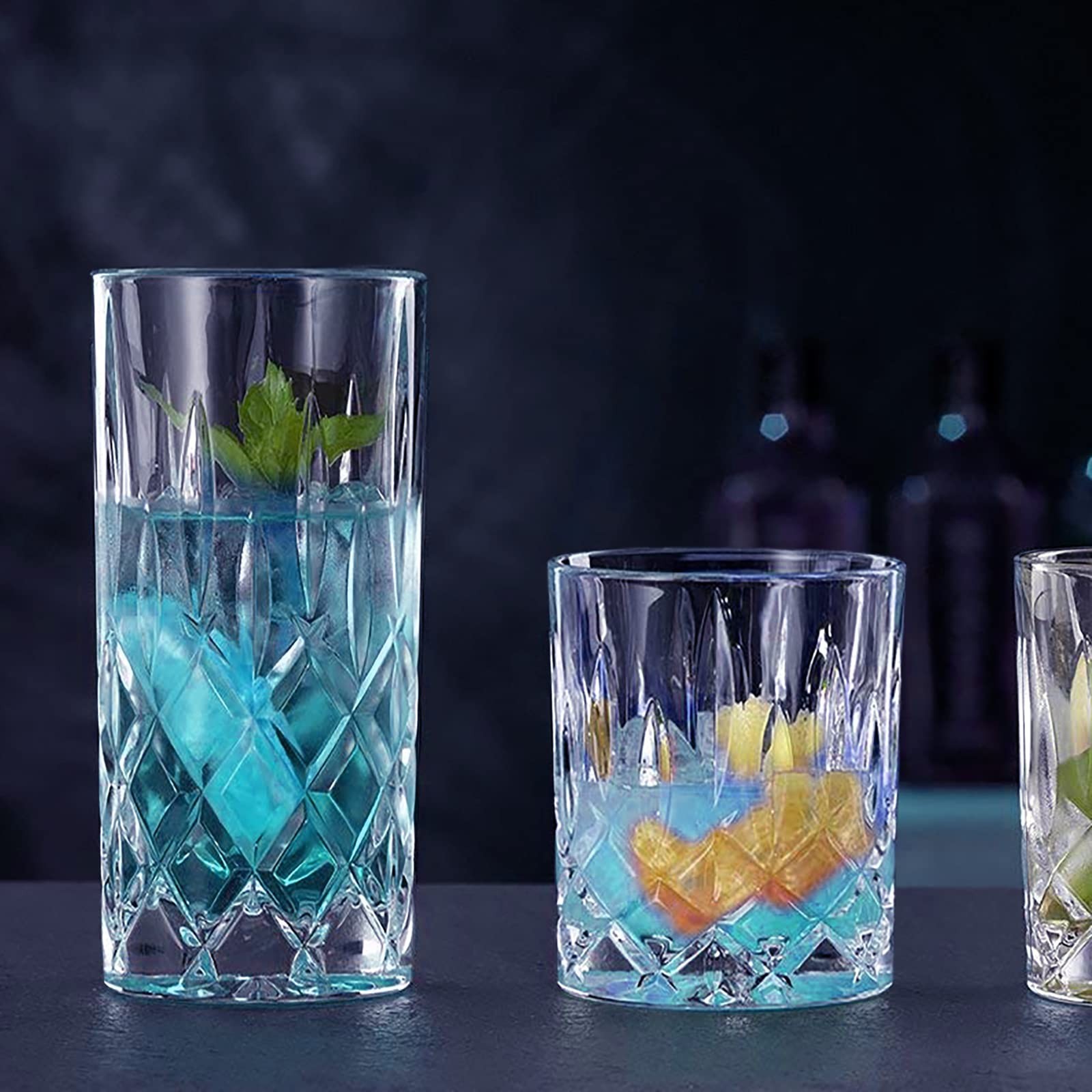 Drinking Glasses, 12 Piece Crystal Glass Cups, Mixed Glassware Set, 6 pcs Cry…