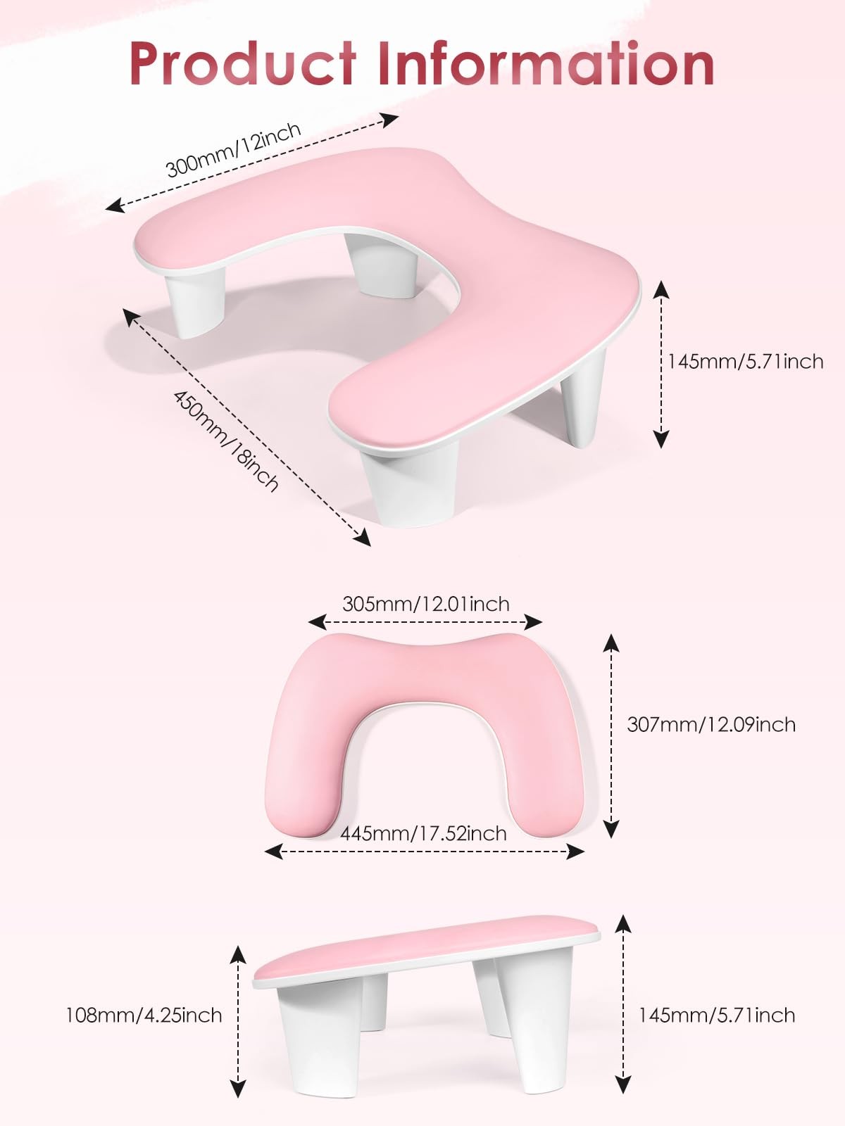 Arm Rest for Nails Tech – U-shaped Manicure Nail Hand Rest Pillow Cushion, Bi…