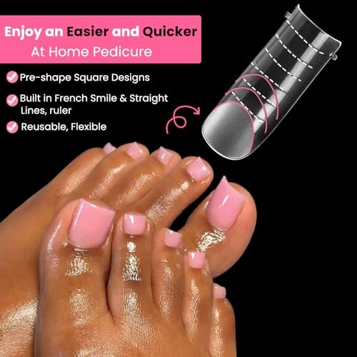 Straight Flat Toe Dual Forms for Polygel – Square B – Polygel Toenail Forms
