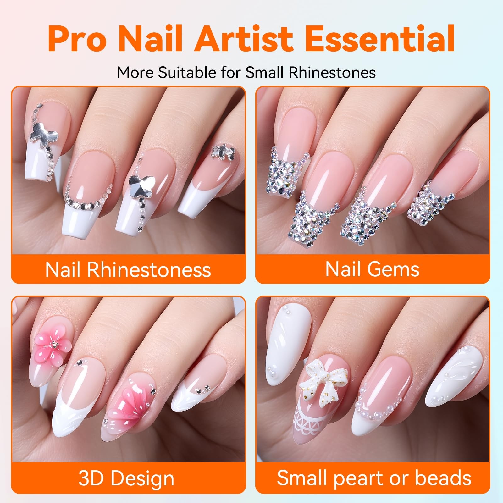 Makartt 2Pcs Rhinestone Glue Strong Hold 3D Gel Nail Art Nail Gem Glue UV Cured