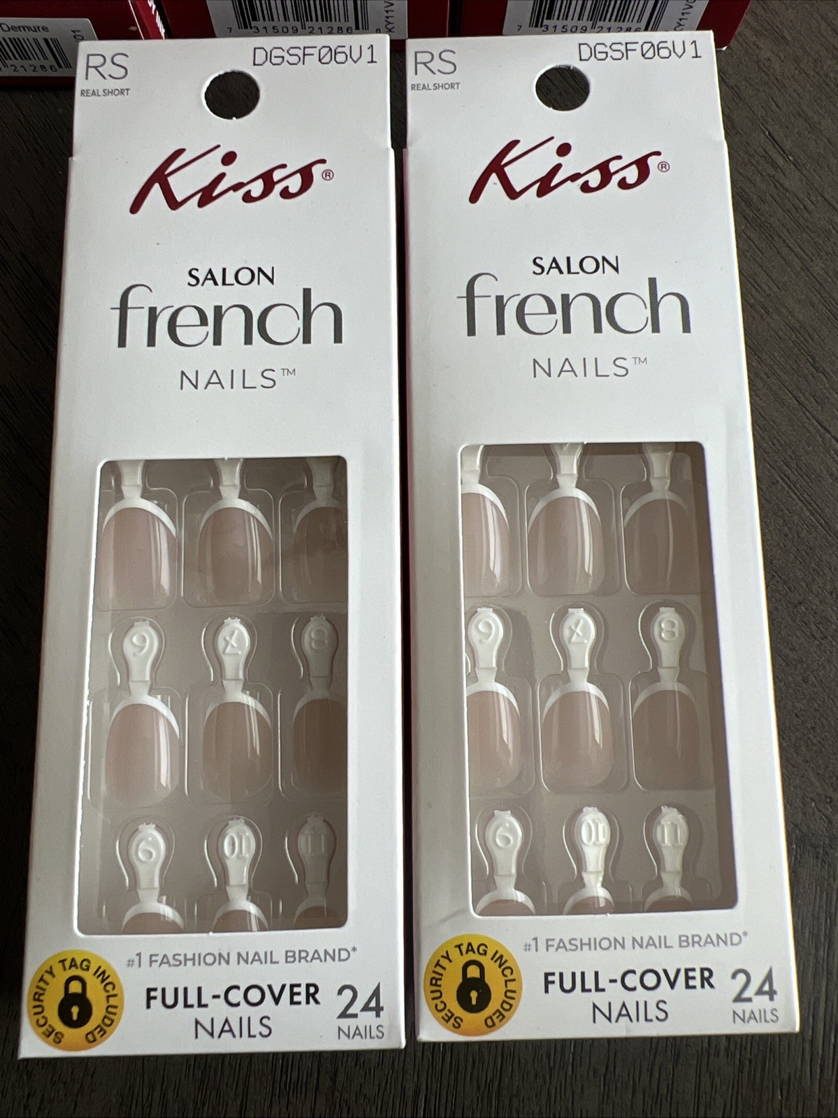 2x~Kiss SALON FRENCH 24 Nails Real Short Round Glossy French Tip Natural + White