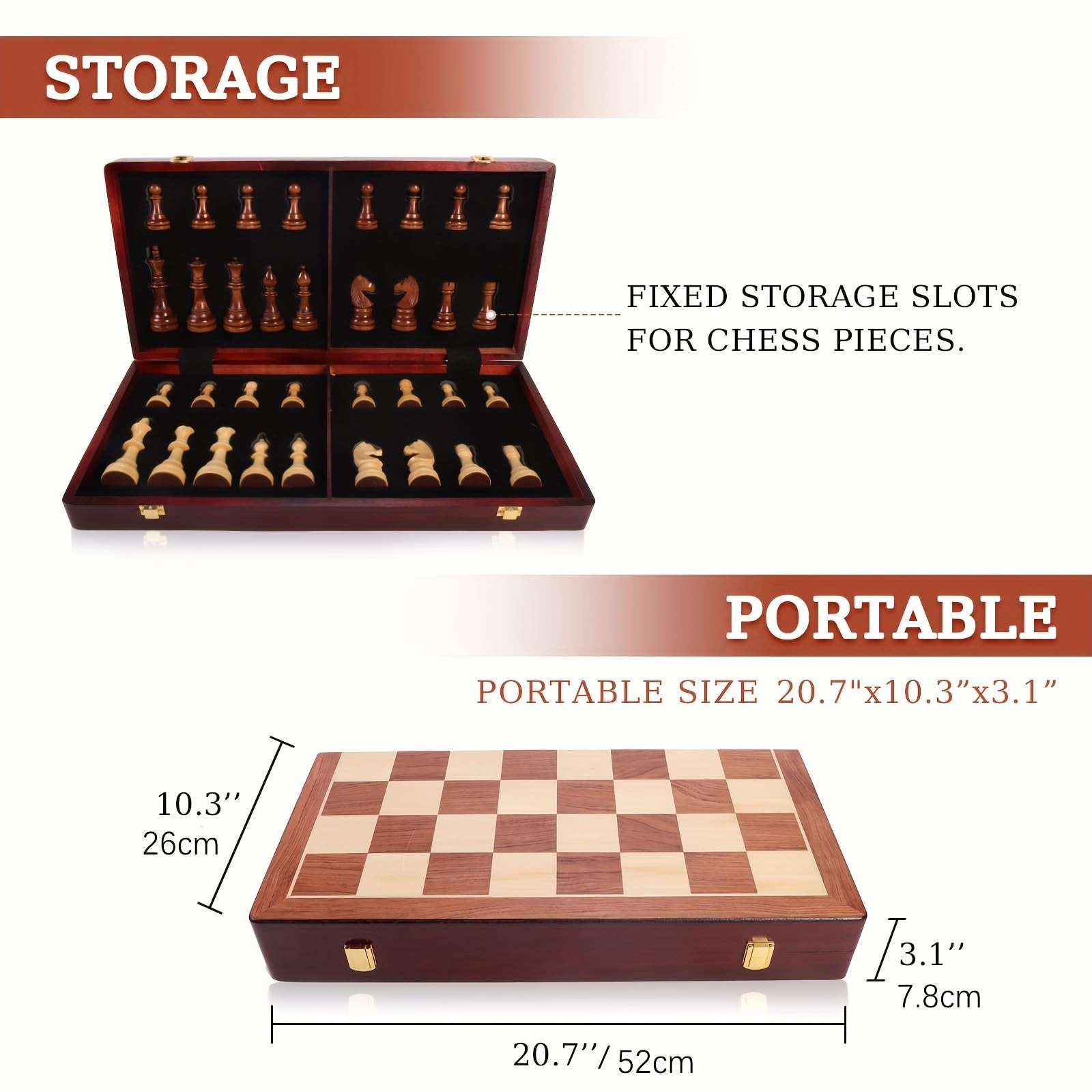 20″ Extra Large Solid Walnut Wooden Chess Set with 2 Queen Pieces – 20