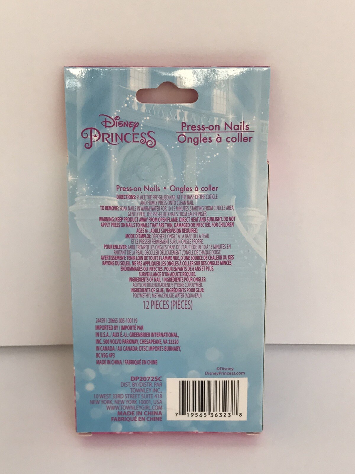 12pc Disney Princess Press-on Nails 6+ Girl Colorful Cute Party Easy Present New