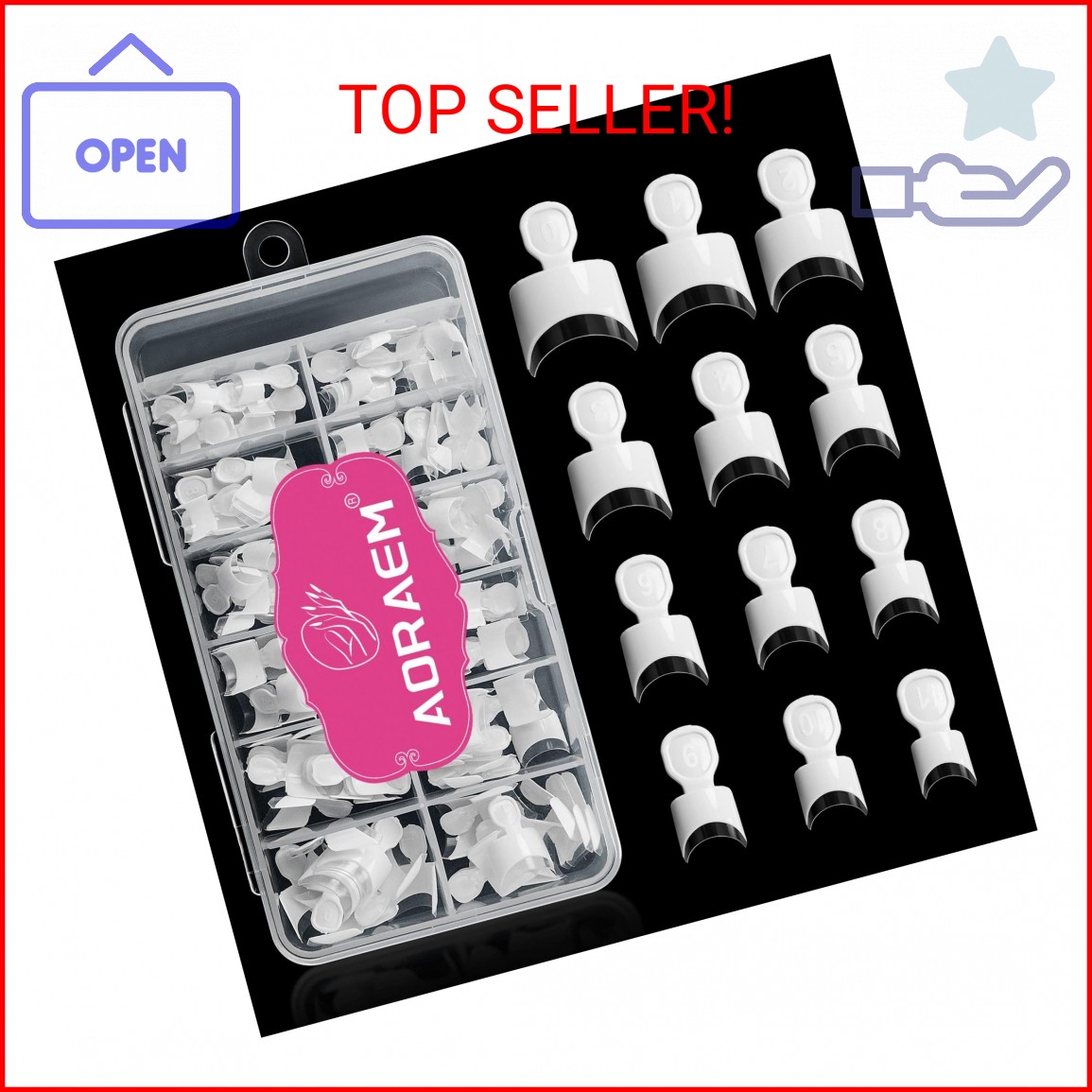AORAEM 120 PCS Acrylic White Short French Nail Tips