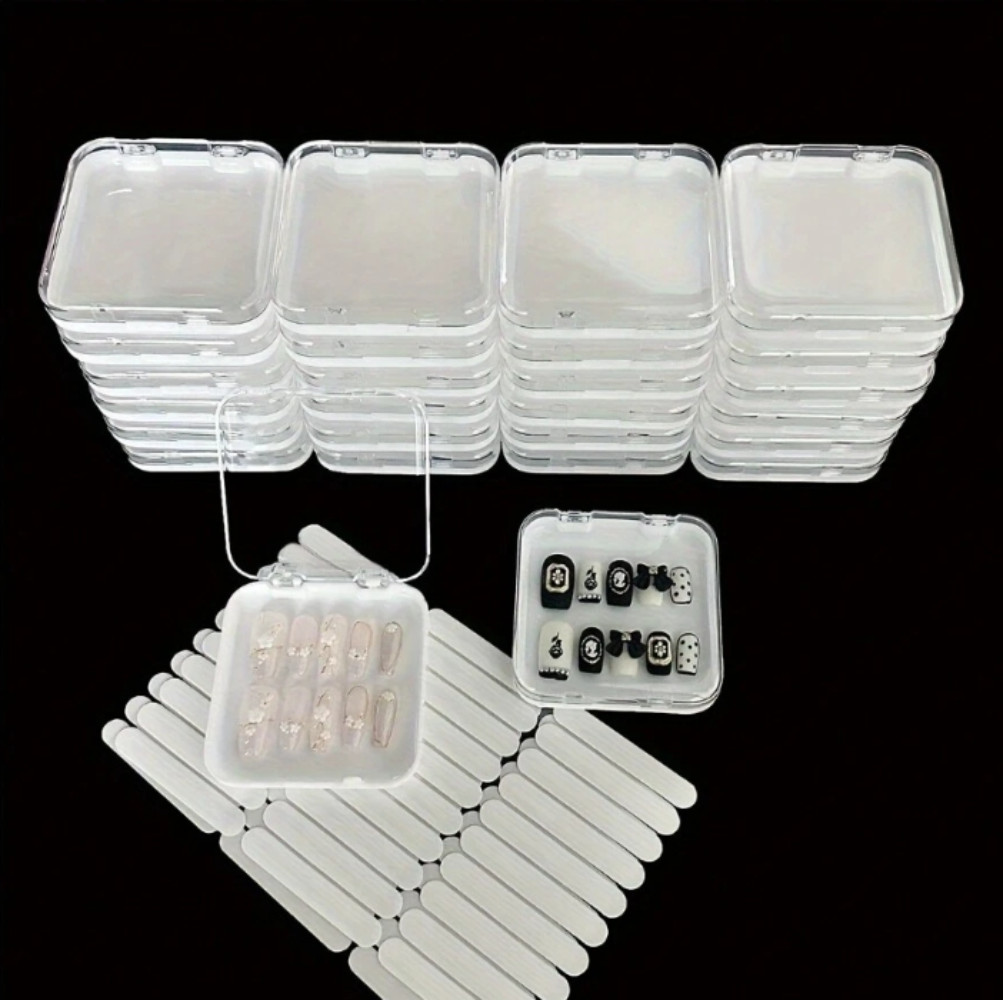 24 Pcs Press On Nail Storage Box in white, Acrylic Fake Nail Display Case w…