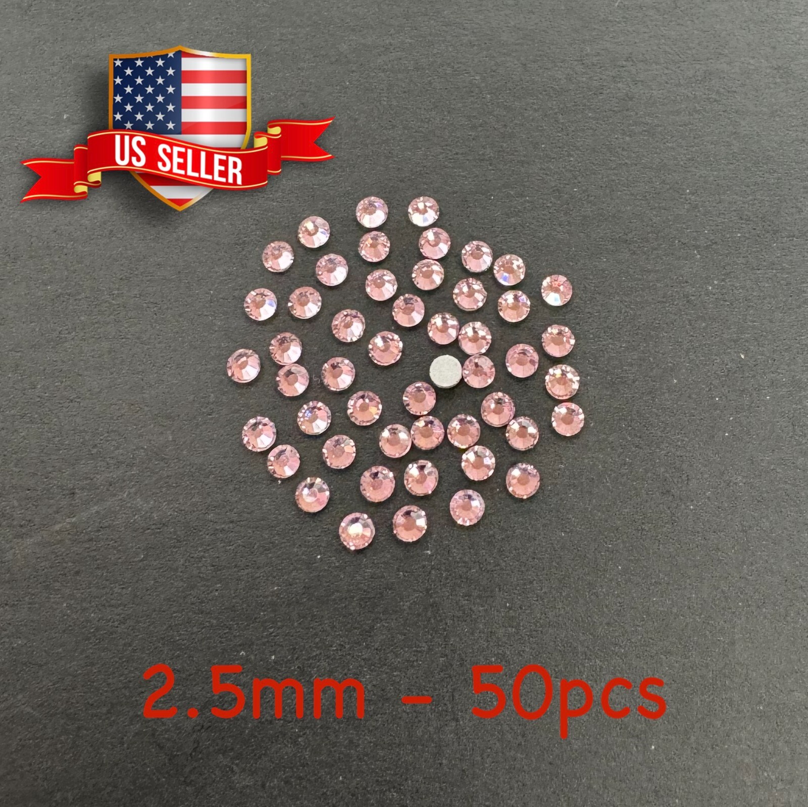50pcs 2.5mm SS8 Light Pink Round Crystal Flatback Rhinestone Nail Art Phone Deco