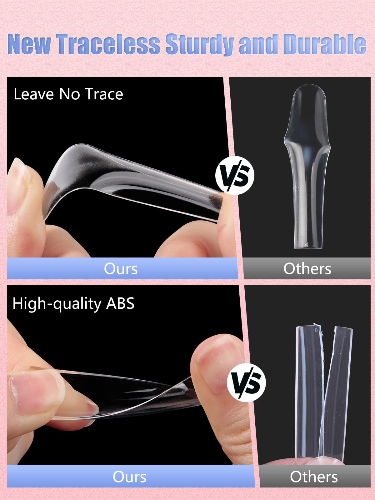 504Pcs Clear Square Nail Tips for Acrylic Nails, 3XL No Curve Full Cover
