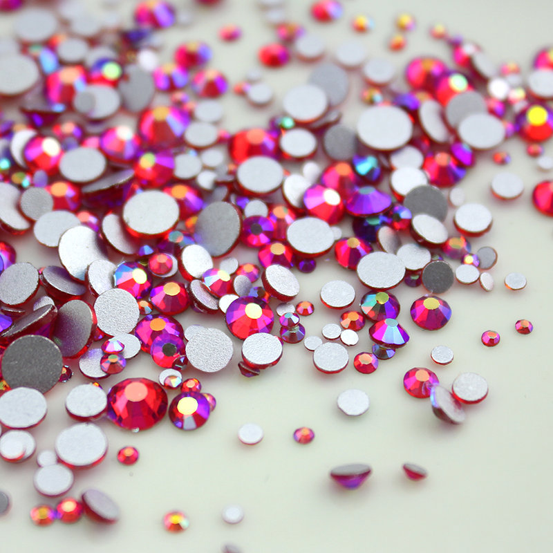 1440pcs Lt. Siam AB Nail Art Rhinestones Glitter Gems 3D Tips DIY Decoration