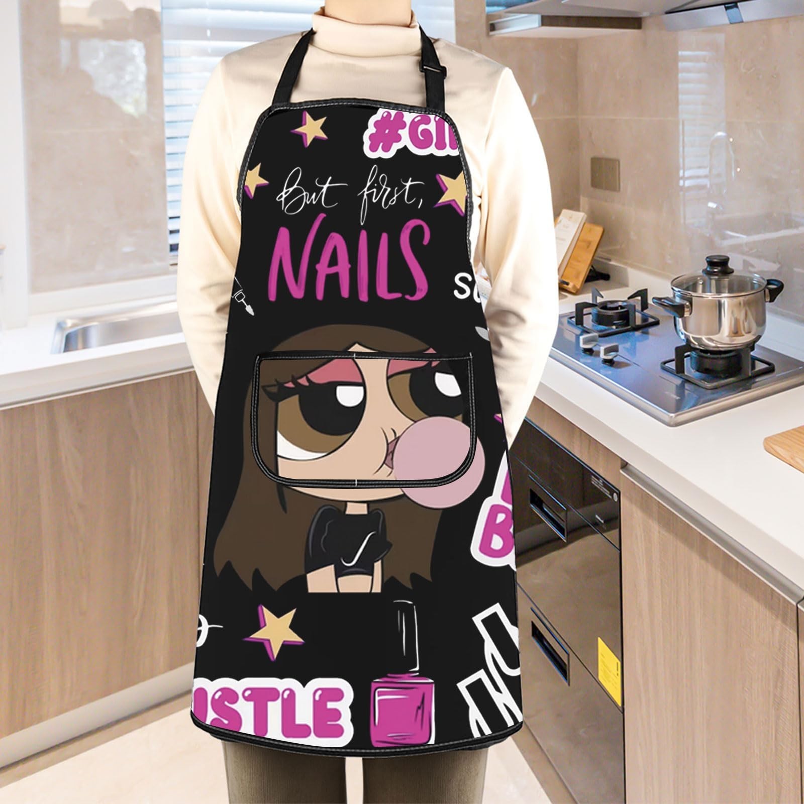 WCGXKO Nail Tech Kitchen Apron Nail Polish Themed Gift Funny Nail Artist Gift…