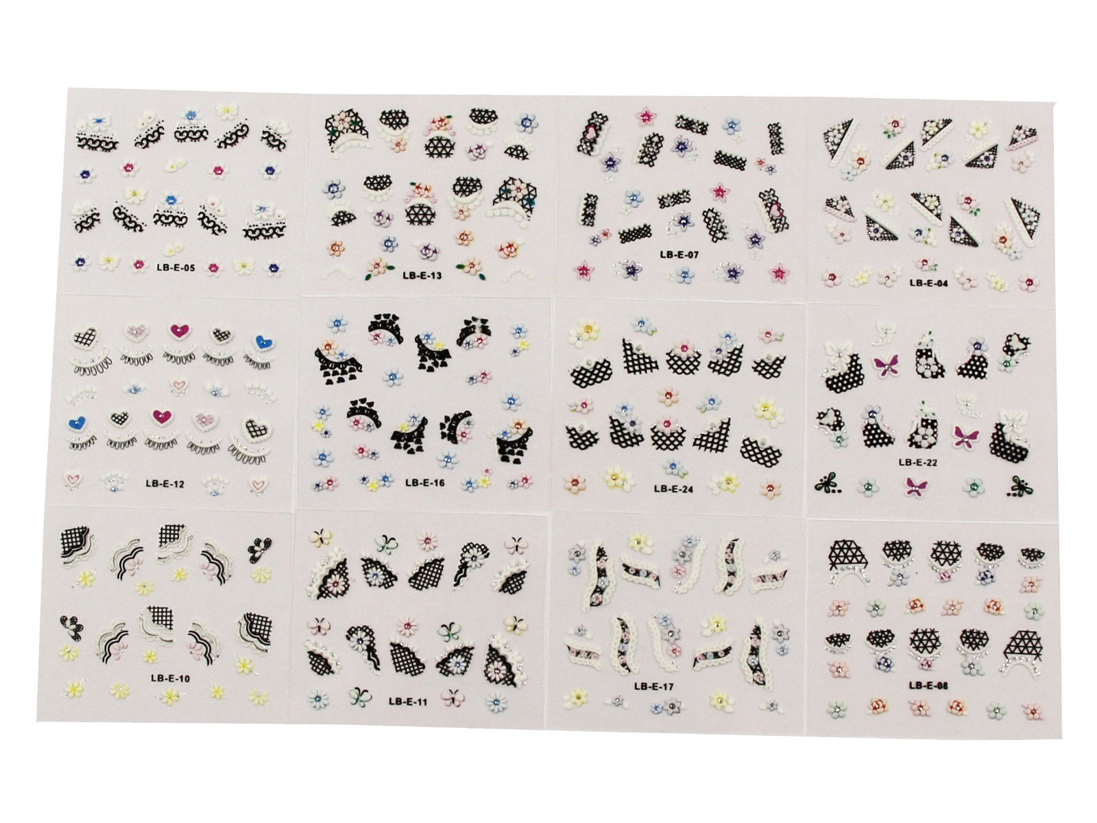 12 Sheets 3D Nail Art Stickers Decals Art Tips Decoration Premium Quality DIY