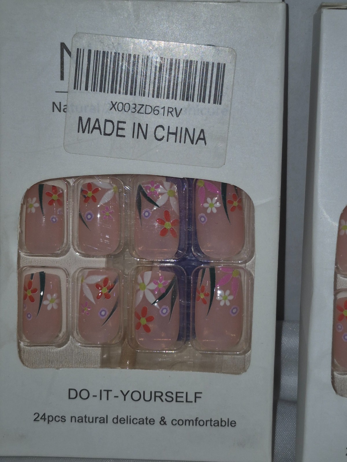 (2) Sets of 24ct Press On Nails Last Long, Pink Floral Short Square NEW in BOX