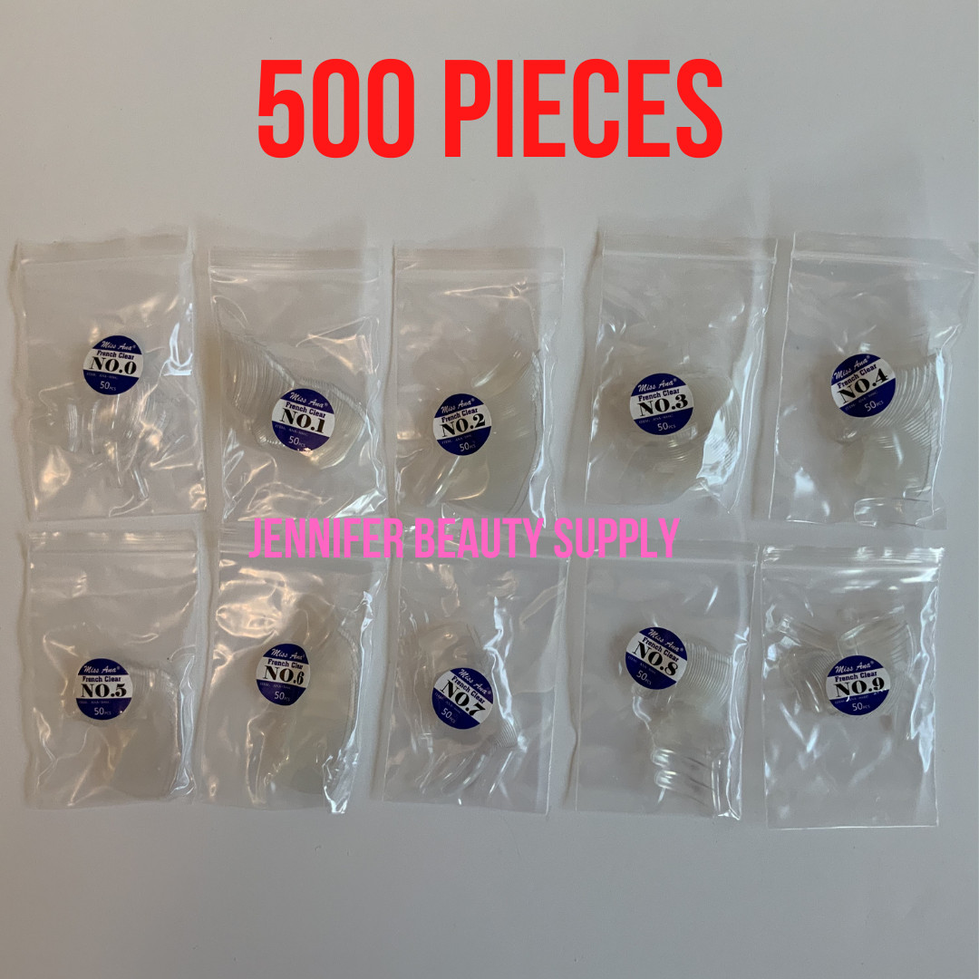 500 PCS FALSE FAKE ACRYLIC FRENCH CLEAR MISS ANA NAIL TIPS | US SELLER
