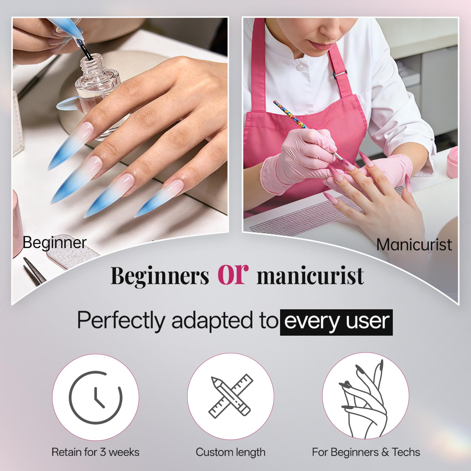 Extra Long Stiletto Nail Tips – 500PCS False Clear Nais with 10 Sizes Half Cover