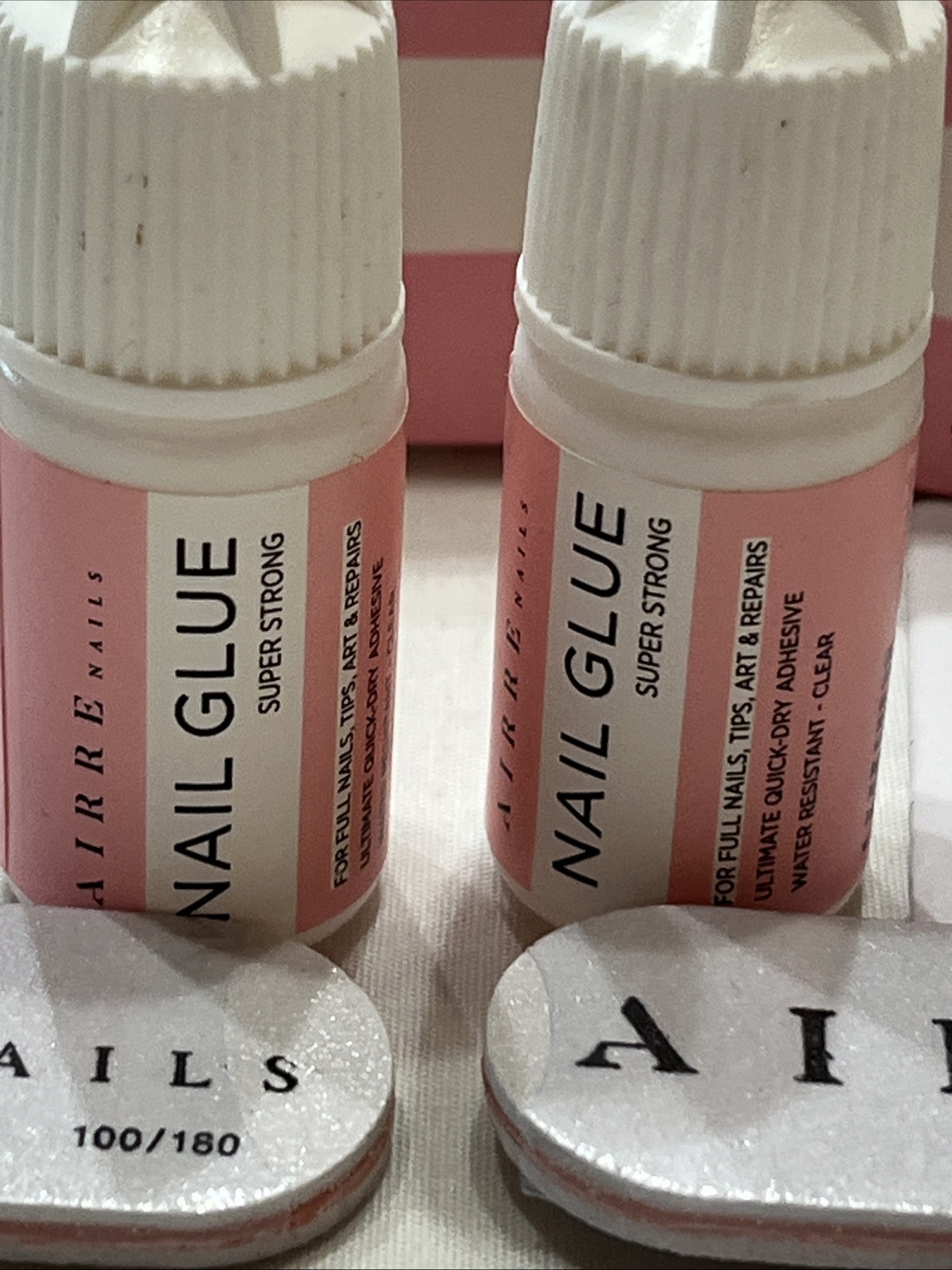 Airre Super Strong Nail Glue 2 Pack 2 3g Bottles With Nail File W/ Precision Tip
