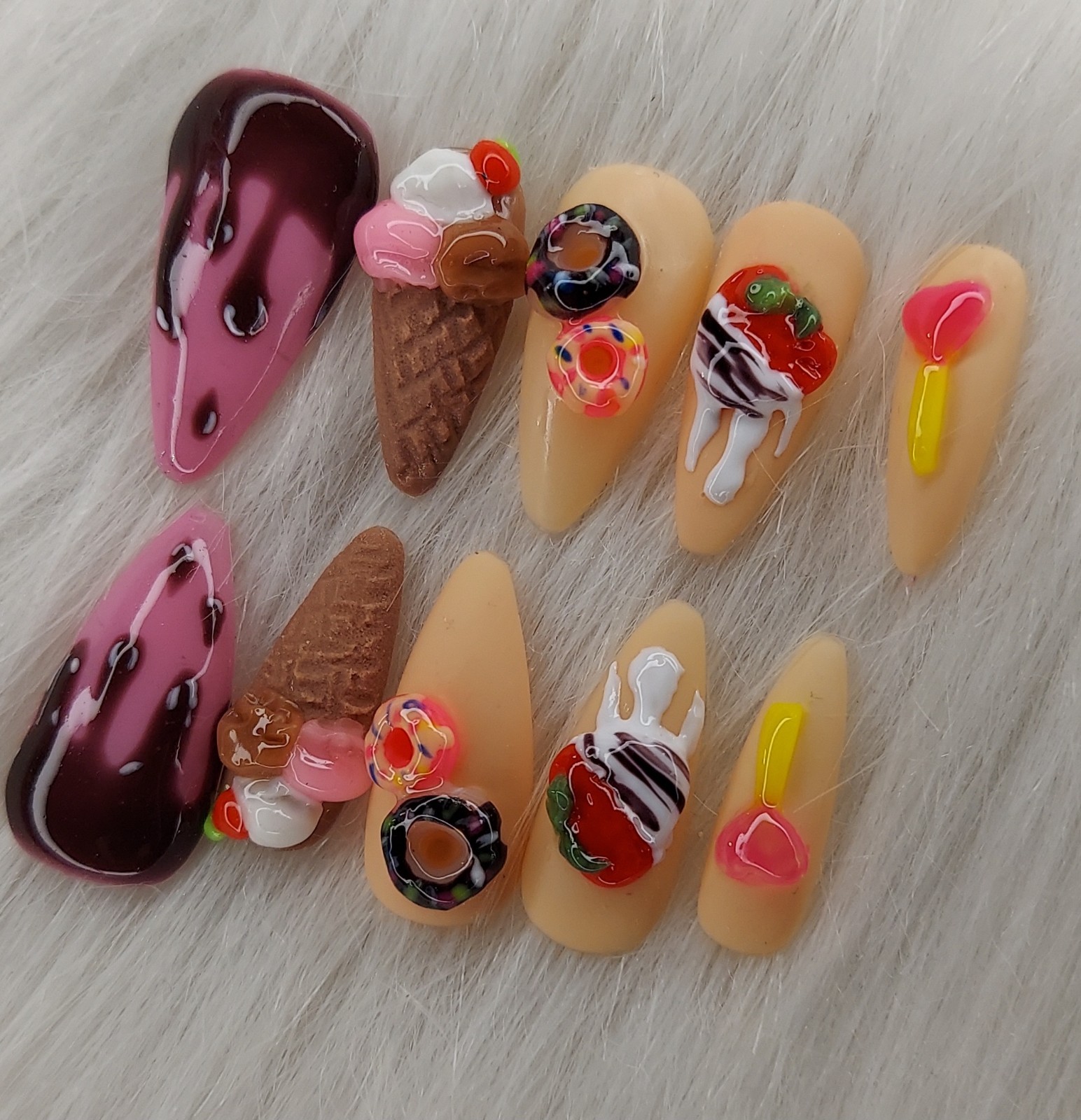 Donut Nails, Ice Cream Nails, Dessert Nails, Party Nails, Covered Strawberry