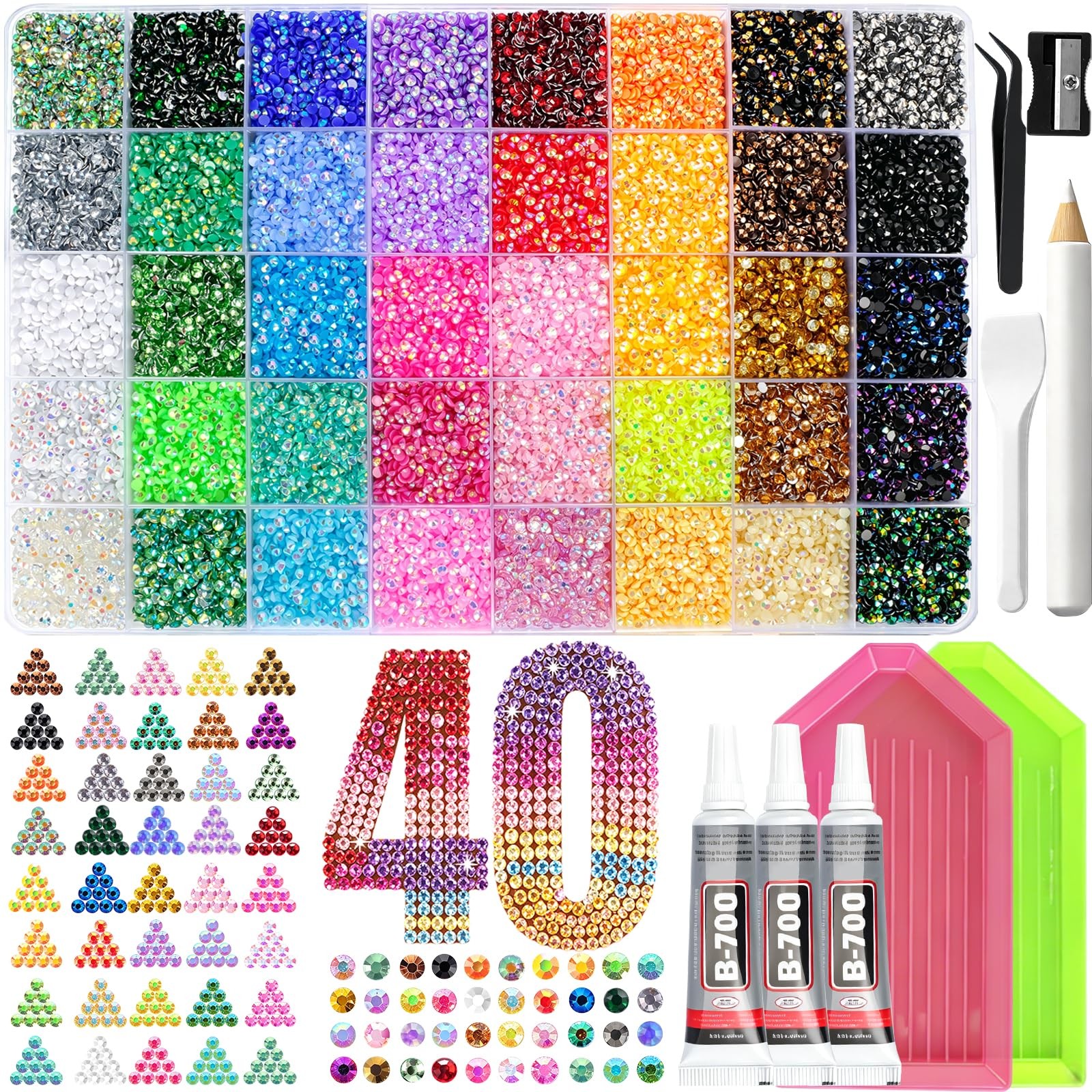 50000Pcs Resin Jelly Rhinestones for Bedazzling kit, 3mm Bedazzler Kits