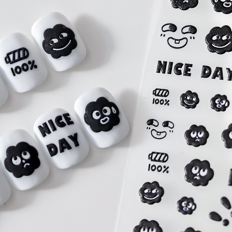 5D Coal Ball Nail Art Decal, Nail Decals, DIY Nails, Embossed Nail Stickers (60)