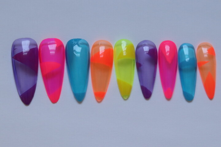 90’s Inspired Neon – press on nail set- (Set of 18 sizes 0-8) long Almond