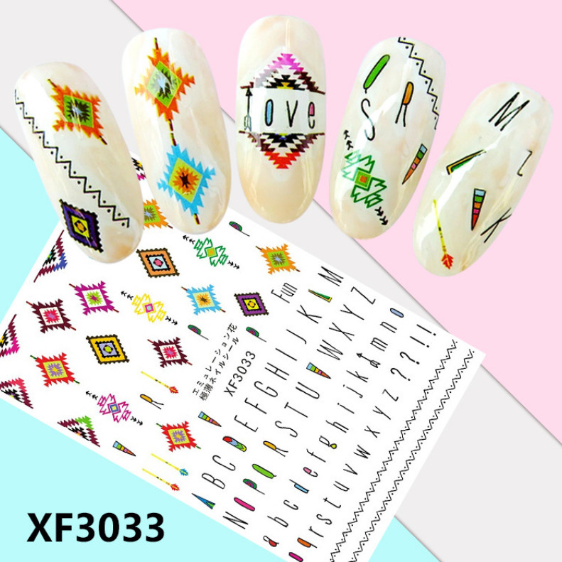 Nail Art Stickers Transfers 3D Self Adhesive Alphabet Letters (XF3033) NS36