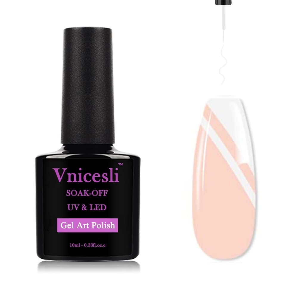 White Nail Art Gel Liner with Built-In Brush – Effortless Swirl & French Nails