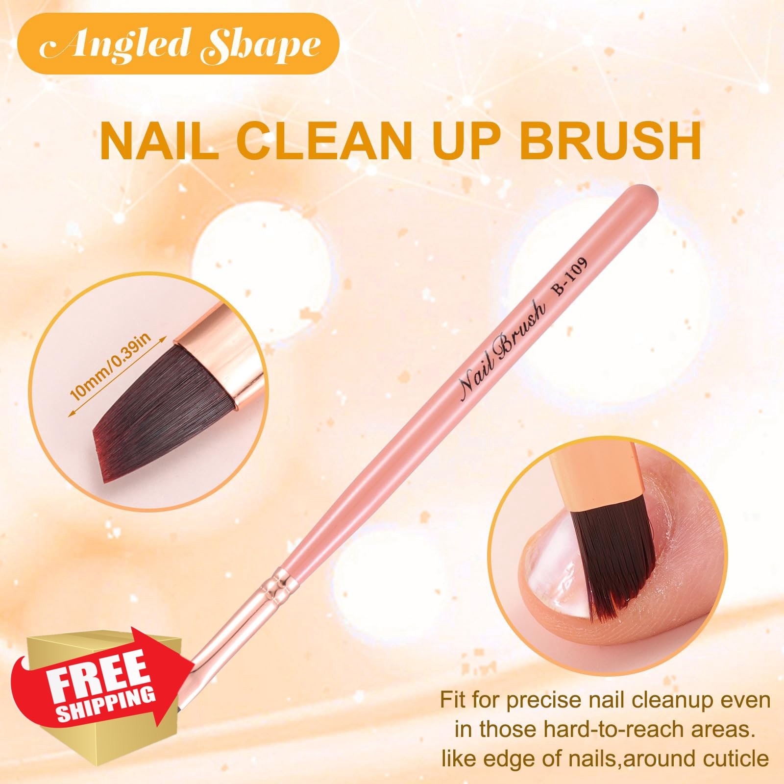 INENK Nail Art Clean Up Brushes Pink