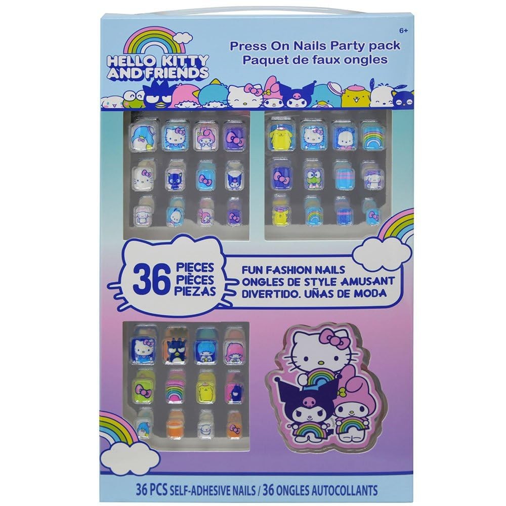 Hello Kitty Press On Nail Set for Kids 36 Colorful Self Adhesive Nails