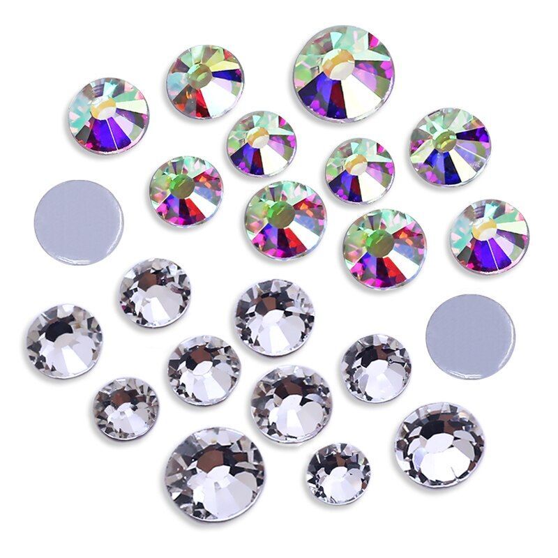 Clear AB NonHot Fix Glass Rhinestone SS16 SS20 SS30 Flat Back Nail Art