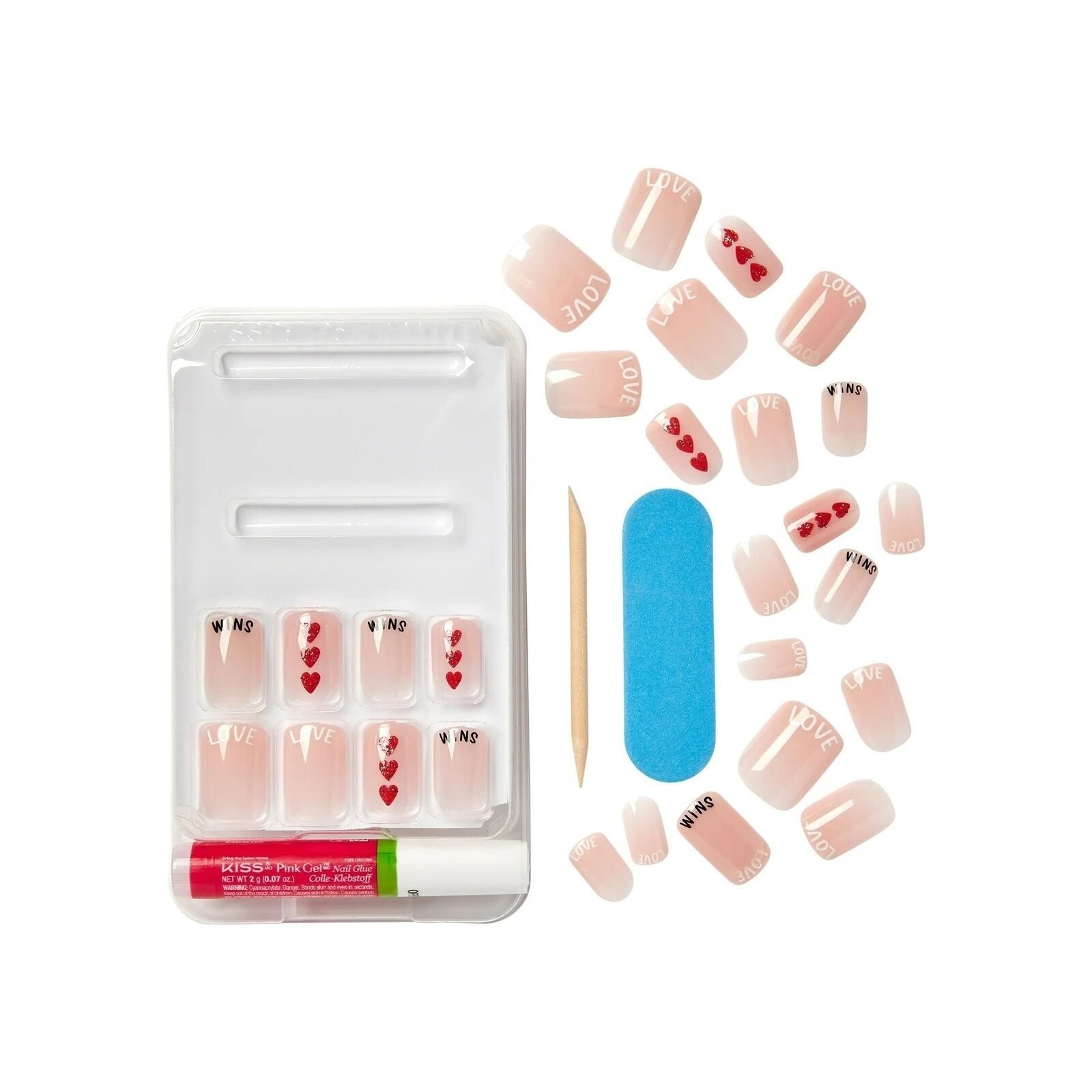 KISS Voguish Fantasy Small Square Glue-On Pride Nails, Nude, 28 pieces