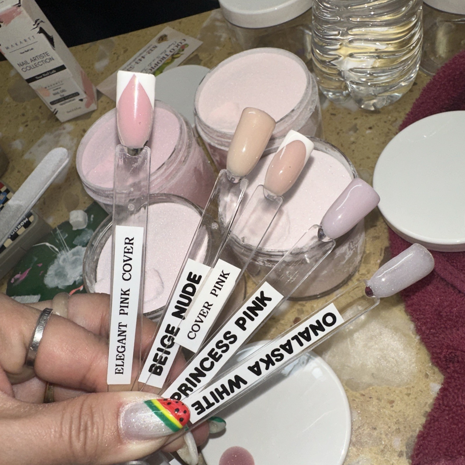 Assorted Acrylic Nail Powder Set – Elegant Pink, Beige Nude, Princess Pink, 4oz