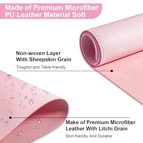 Nail Art Table Mat,Foldable Nail Arm Rest Pad for Nails,Soft Microfiber PU Pink