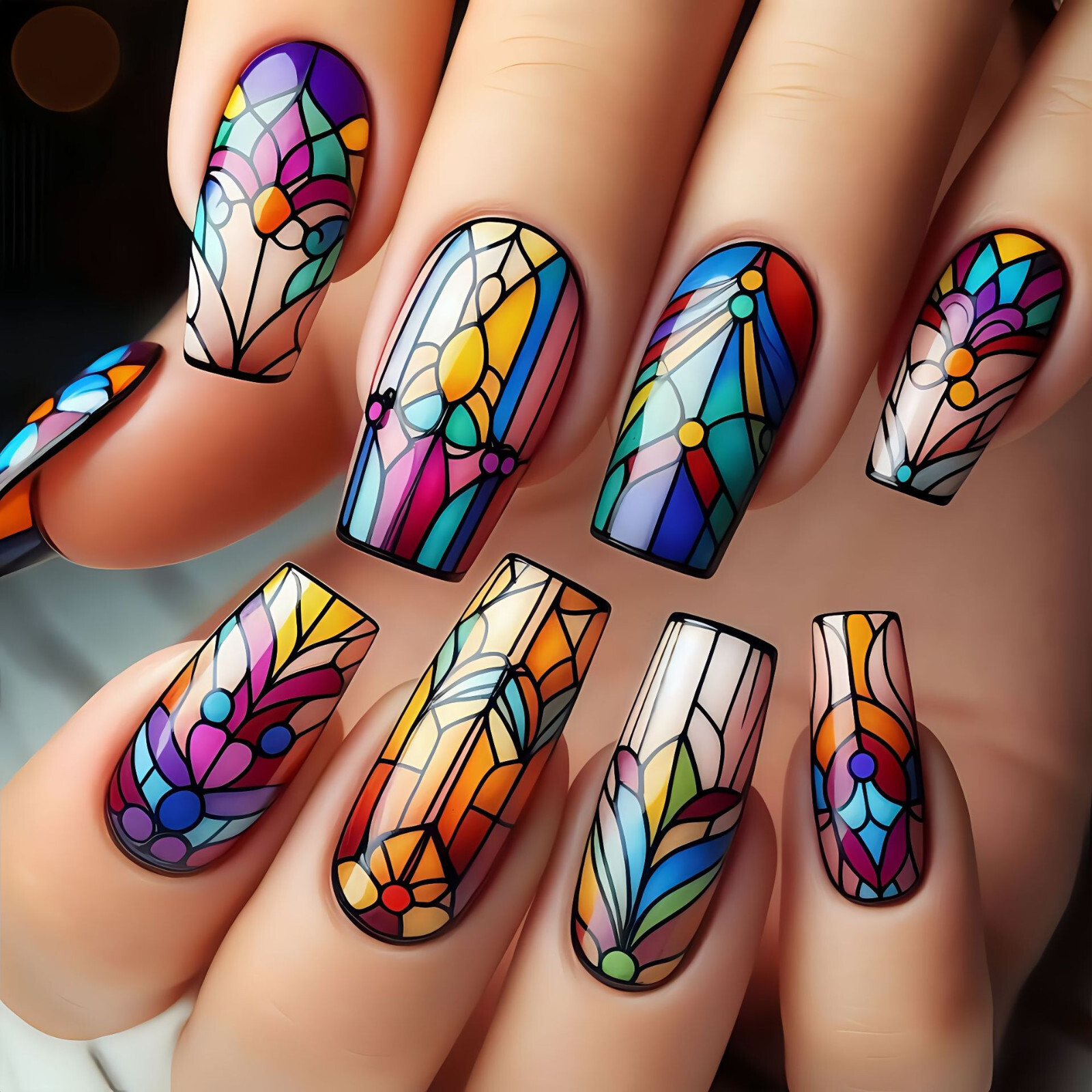 4 set （24Pcs/set ）Retro Style False Nail Art Full Cover Artificial Fake Nails
