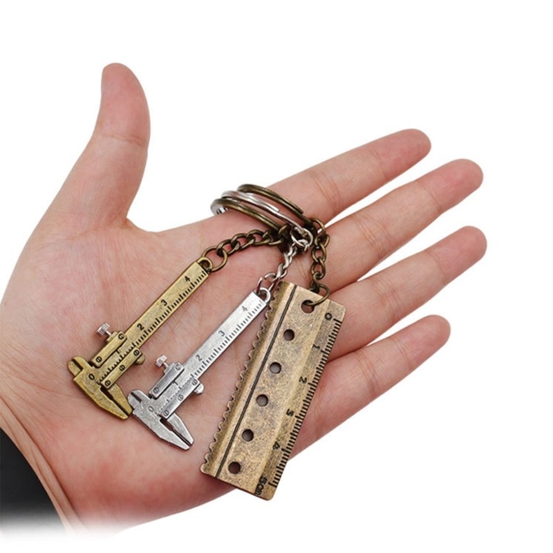Metal Vernier Caliper Straight Tooth Keychain Pendant Zinc Alloy Keychain