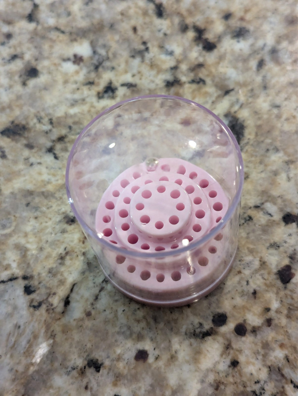 48 Hole Acrylic Nail Drill Bit Holder Cake with Clear Cover Pink