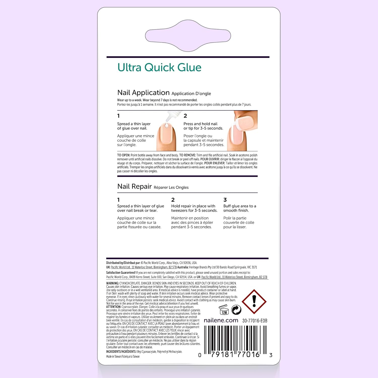 Ultra Quick Nail Glue, 0.10 oz – Durable, Easy to Apply False Nail Glue – Repair